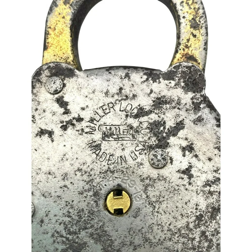 Miller Six Lever Padlock With Key Made In USA Vintage Antique Collectible Lock - Picture 5 of 8